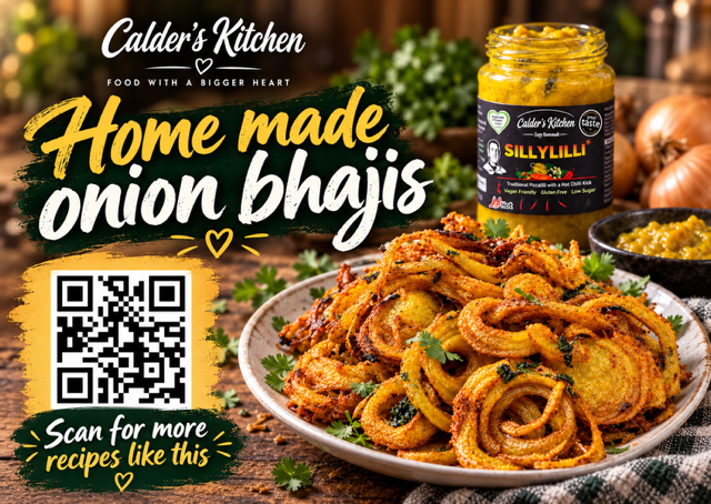 Spicy Onion Fritters with Sillylilli Dip