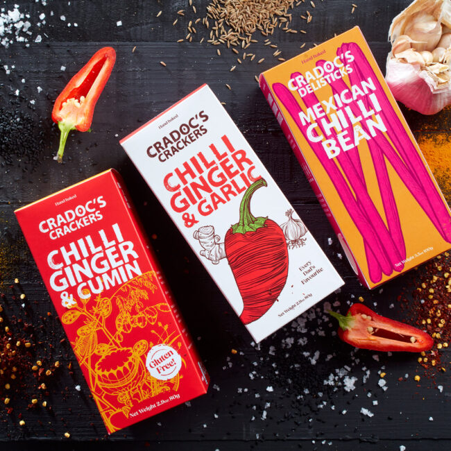 Cradoc's Chilli Ginger and Garlic Crackers 80g