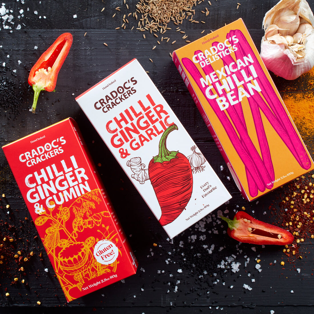 Cradoc's Gluten Free Chilli Ginger & Cumin Crackers 80g