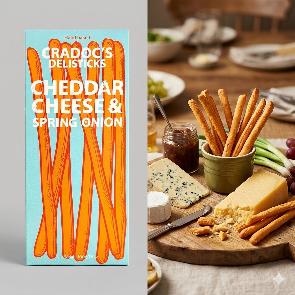Cradoc's Cheddar Cheese and Spring Onion Delisticks 100g