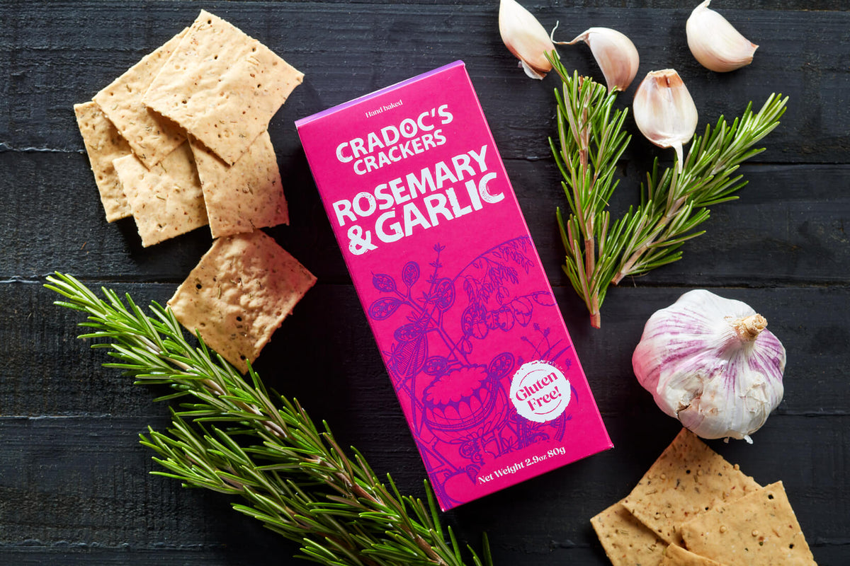 Cradoc's Gluten Free Rosemary and Garlic Crackers 80g