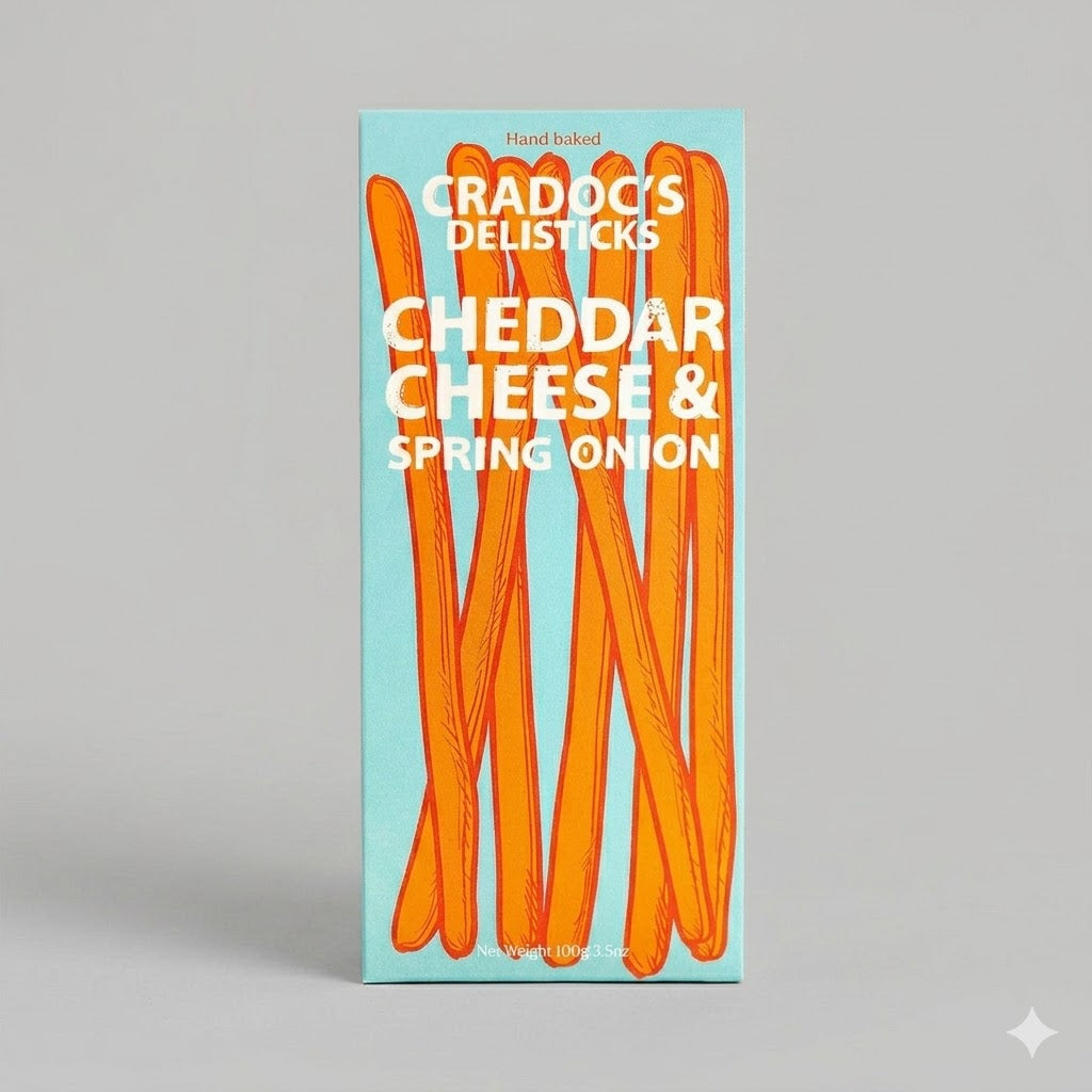 Cradoc's Cheddar Cheese and Spring Onion Delisticks 100g